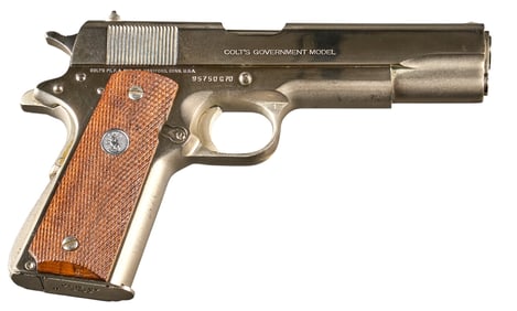Nickel Colt MKIV Series 70 1911 45 ACP Semi Auto Pistol