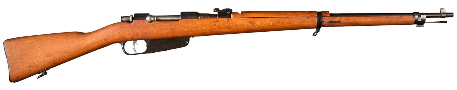 Refurb WWII Italian M1891 6.5 Carcano Bolt Action Rifle: Serial: BC4686 Manufacturer: Terni Arms Factory-Italy (c. 1942) Model: M1891 Caliber: 6.5x52 Carcano Barrel length: 27 in. OAL: 46.25 in. Condition: Good-refurbished; wood stock has been