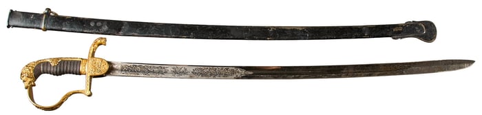 Imperial German Prussian Officer's Lion's Head Saber W/ Scabbard