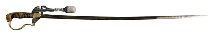 WWII German Alcoso Field Officer Lion's Head Sword W/ Scabbard