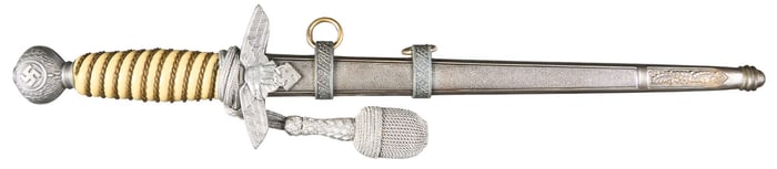 Late-WWII German 2nd Model Luftwaffe Tiger Dagger W/ Scabbard