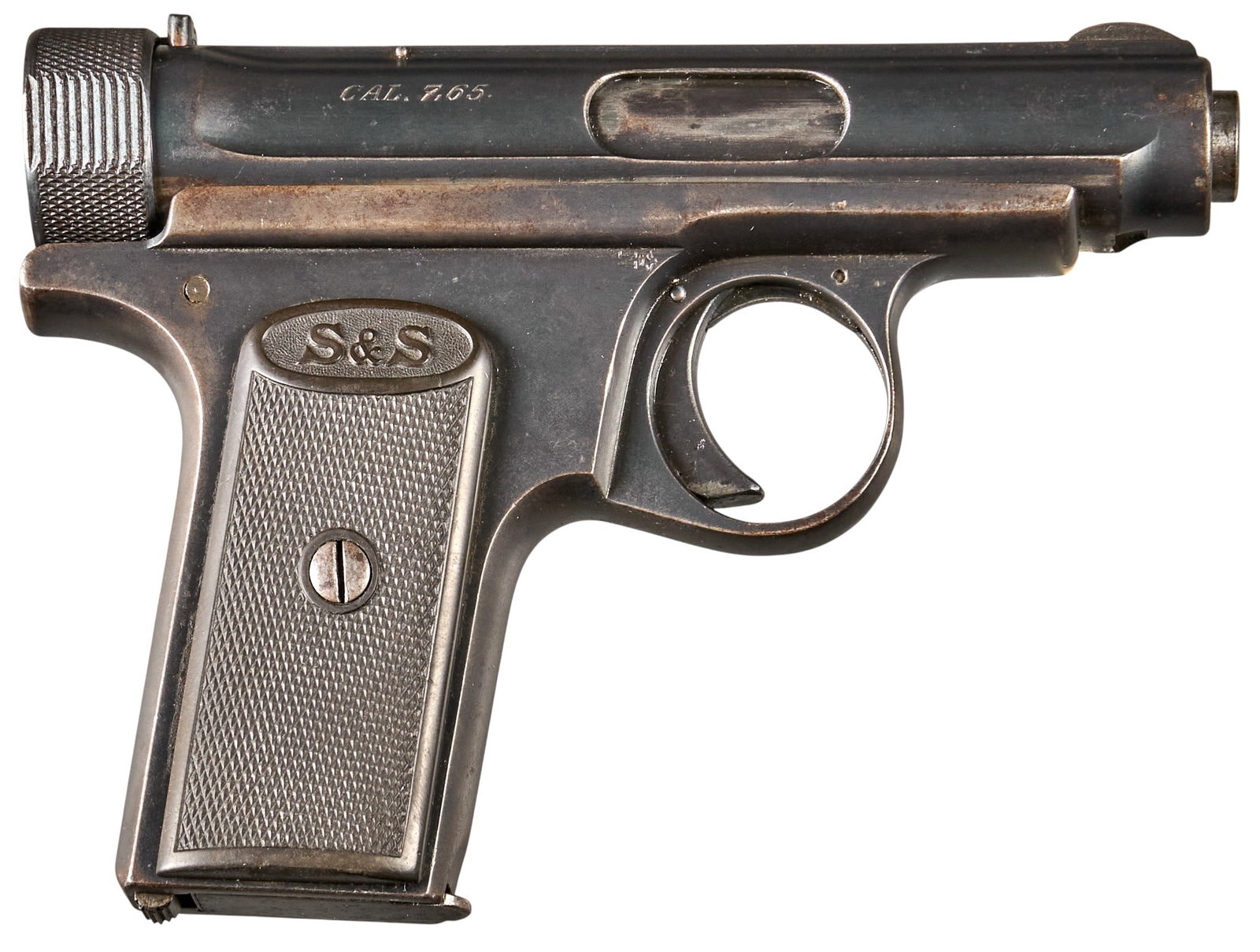 J.P. Sauer & Sohn Model 1913 7.65mm Semi Auto Pistol: Serial: 137741 Manufacturer: J.P. Sauer & Sohn Model: 1913 Caliber: 7.65mm (32 ACP) Barrel length: 3 in. OAL: 5.5 in. Condition: Good; light wear & handling marks commensura