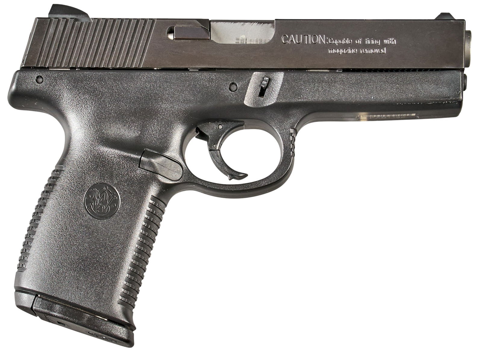 Smith & Wesson SW40F 40 S&W Semi Auto Pistol: Serial: PAB1192 Manufacturer: Smith & Wesson Model: SW40F Caliber: 40 S&W Barrel length: 4.5 in. OAL: 8 in. Condition: Very Good; very slight signs of handling; bore is very good&