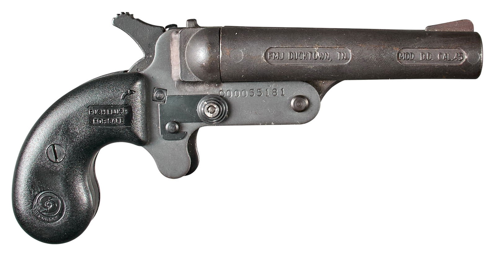 Pair of 45LC / 410 Bore Handguns: Serial: (1) I00400; (2) C00055181 Manufacturer: FMJ-Ducktown, TN Model: (1) MR; (2) Cobray DD Caliber: 45 LC / 410 Bore Condition: Fair-Good; light wear & handling marks throughout including