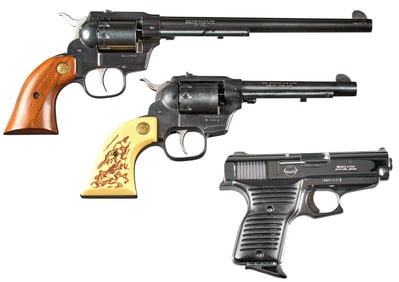 Pair of High Standard Revolvers & Lorgin Semi Auto Pistol