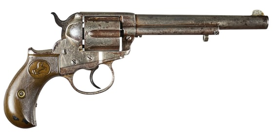 Antique Nickel Colt 1877 Thunderer 41 Cal Revolver