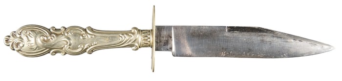 Interesting Repousse Woodhead Sheffield California Gold Rush Knife