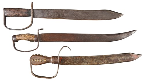 (3) Civil War Confederate Style D-Guard Cutlass Swords