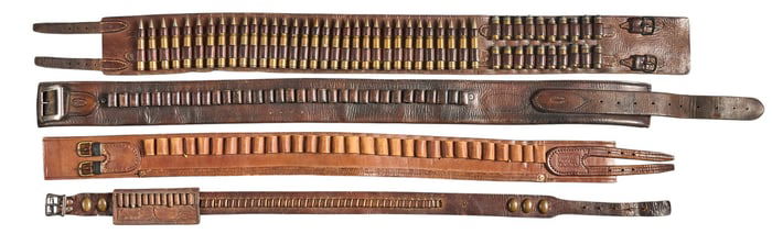 Collection of 4 Vintage Leather Cartridge Loop Belts