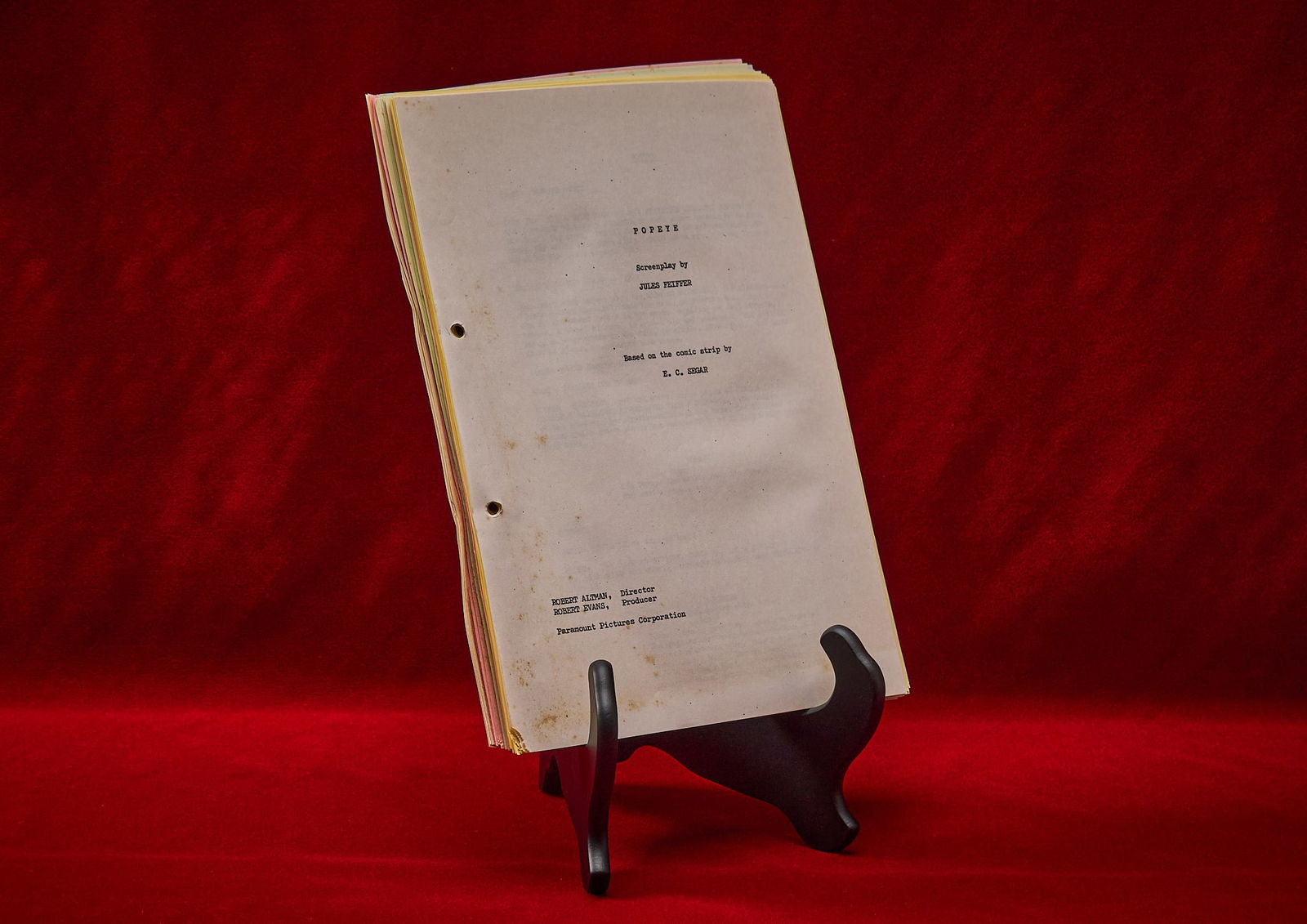 Shelley Duvall | "Popeye" Shooting Script: Shelley Duvall's personal copy of the complete script of "Popeye" (1980) where she played Olive Oyl alongside Robin Williams as Popeye, used on set during production of the movie in