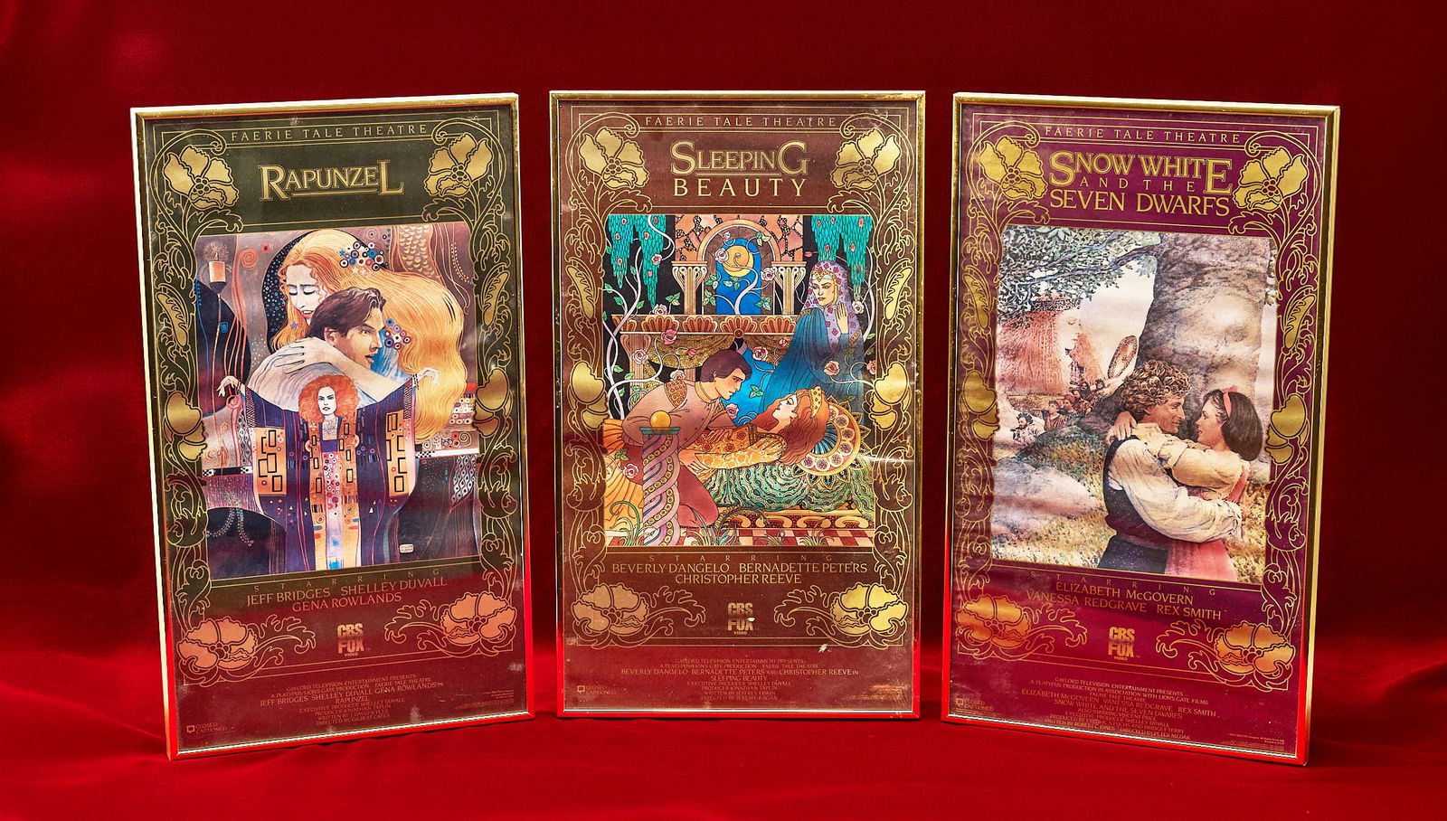 Shelley Duvall | Faerie Tale Theatre Posters: Set of (3) framed posters for Shelley Duvall's "Faerie Tale Theatre" (1982), produced directly by CBS/FOX Company and used during promotion of the television series, advertising Rap