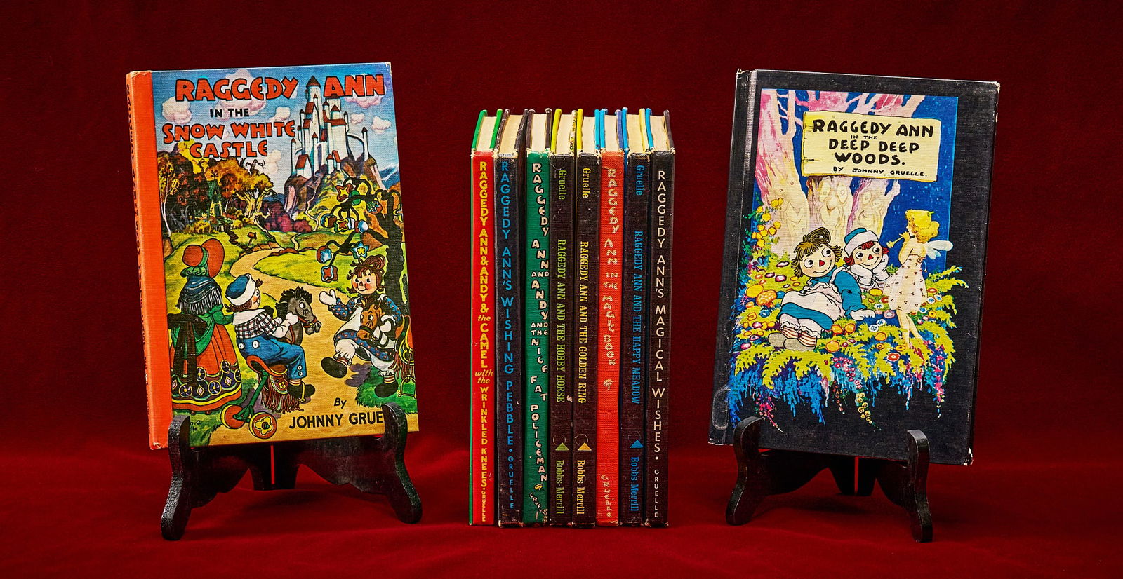 Shelley Duvall | Raggedy Ann Books: Collection of vintage Raggedy Ann children's books, from the personal library of Shelley Duvall, all by Johnny Gruelle, hardcover, circa 1960s, each signed in the inside cover by "Shelley &am