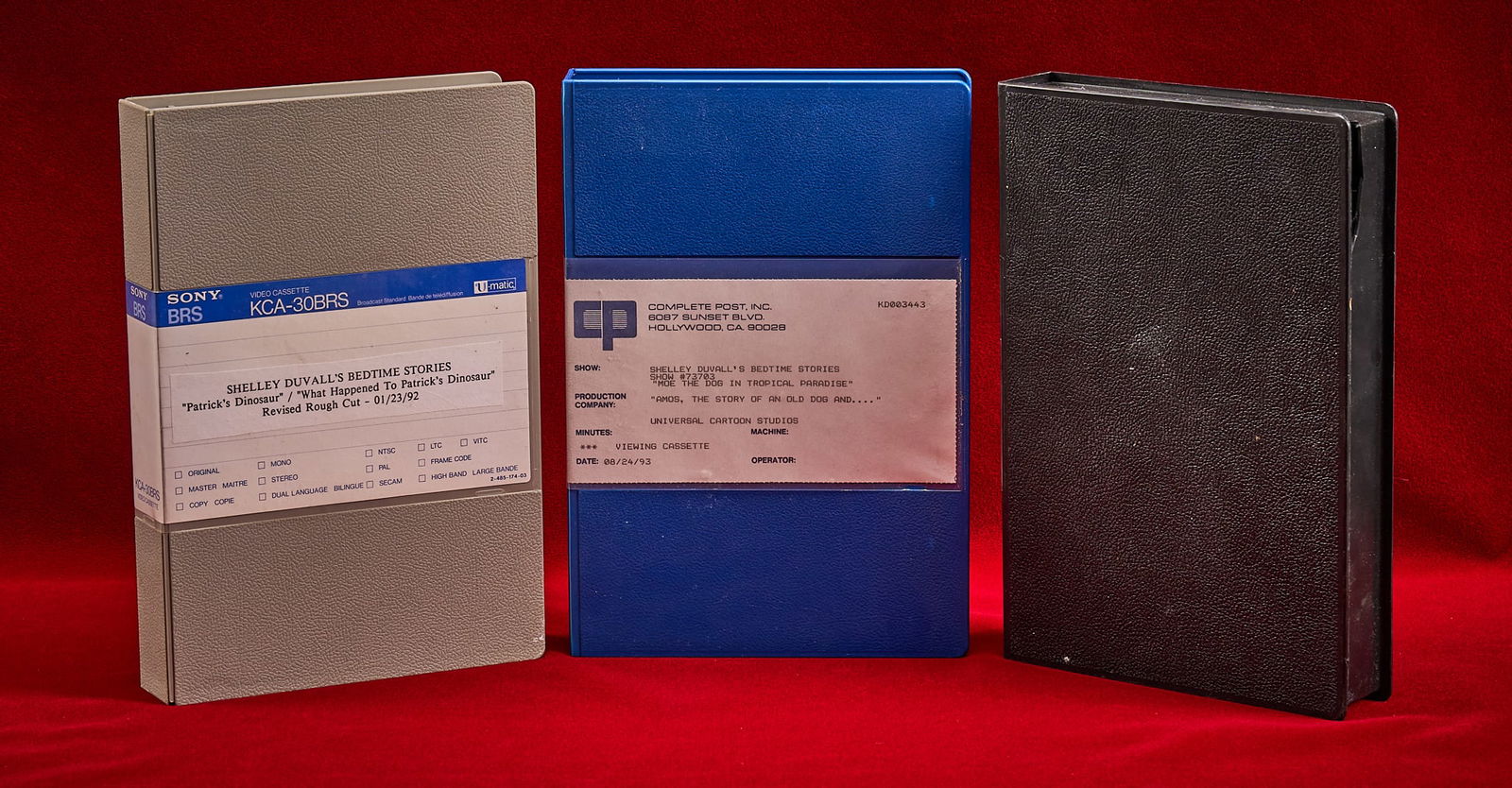 Shelley Duvall | Bedtime Stories VHS: Pre-release production copy VHS for "Shelley Duvall's Bedtime Stories" (1992) 1) Revised rough cut of "Patrick's Dinosaur / What Happened To Patrick's Dinosaur", 1992 2