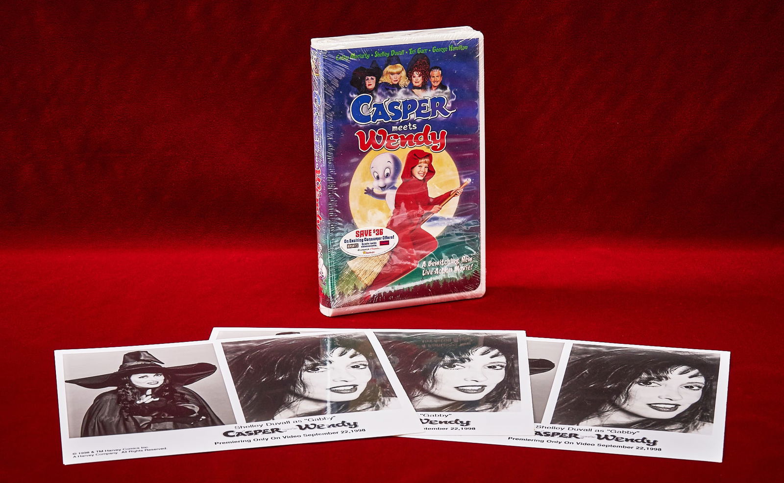 Shelley Duvall | "Casper Meets Wendy" VHS: Sealed "Casper Meets Wendy" (1998) VHS tape, starring Shelley Duvall as Gabby, together with original copies of Duvall's publicity headshot used during the promotion of the release heads