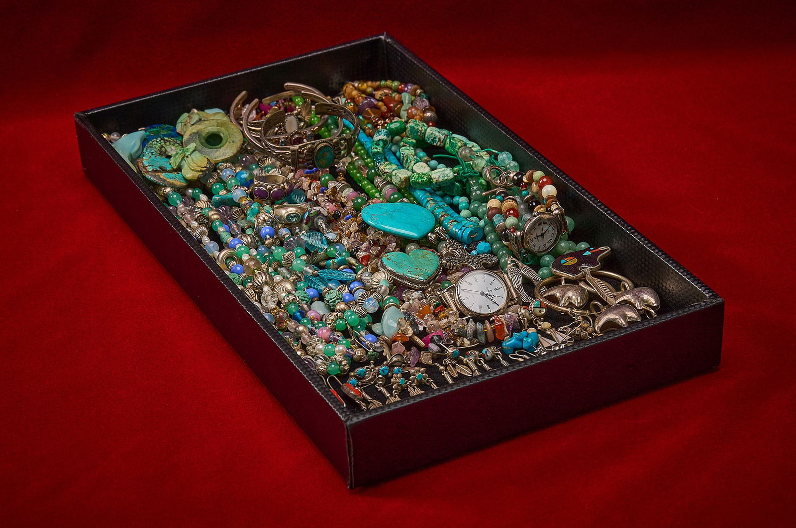 Shelley Duvall | Jewelry: Collection of Shelley Duvall's personal jewelry, largely Southwestern or Native American in design and origin, large quantity of artisan pieces, including necklaces, bracelets, earrings and rings,