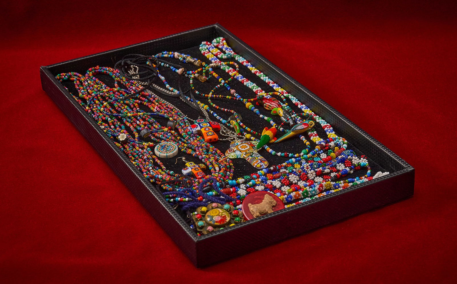 Shelley Duvall | Jewelry: Collection of Shelley Duvall's personal colorful jewelry, many handmade and costume jewelry examples including numerous beaded necklaces, pendants and bracelets, with various novelty and folk-styl