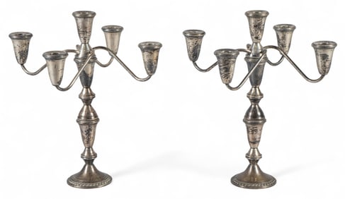 Pair of Sterling Silver Candelabra