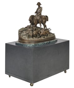 P.J, Mene "Going to The Hunt" Bronze Restrike on Marble