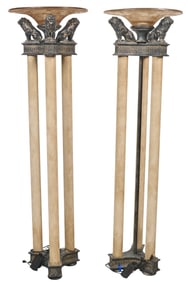 Pair of Neoclassical Style Floor Lamps with Lion Accents
