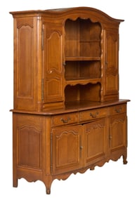 French Provincial Style Oak Buffet Hutch