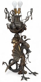 Victorian Bronze Dragon Table Lamp