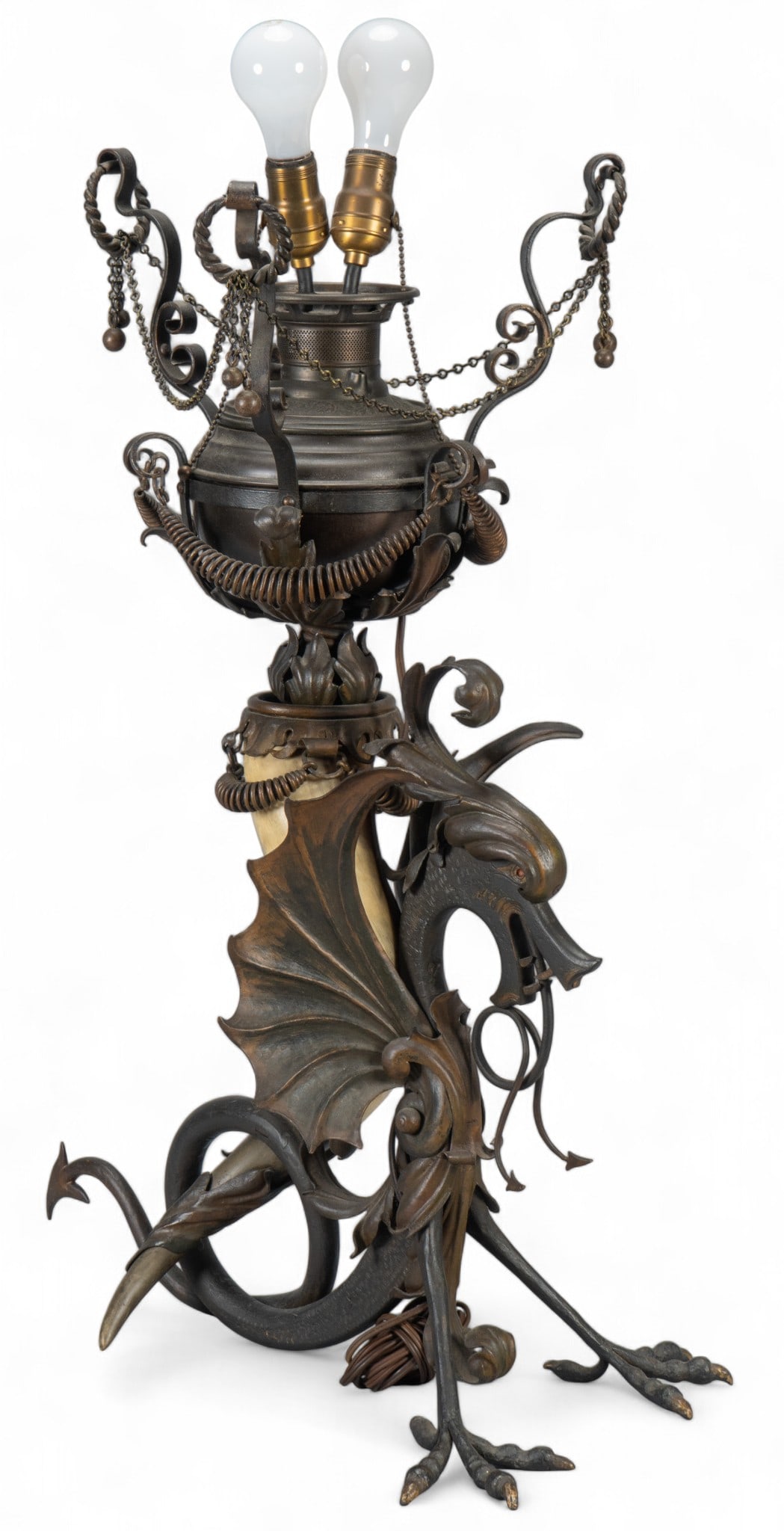 Victorian Bronze Dragon Table Lamp (1 of 6)