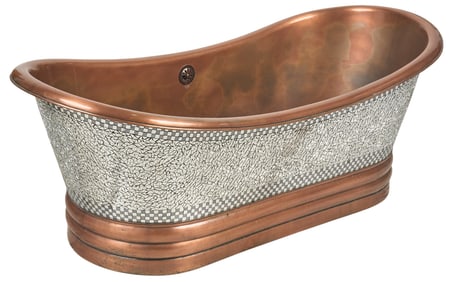 Signature Hardware Freestanding Mosaic Copper Bathtub