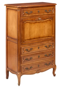 French Provincial Style Drop Front Desk Cabinet