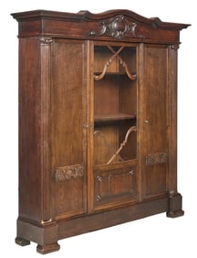 French Renaissance Style Carved Oak Bookcase