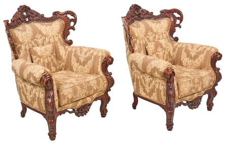 Pair of Carved Upholstered Chairs