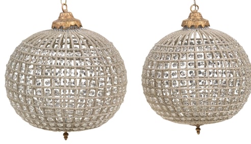 Pair of French Empire Style Sphere Chandeliers