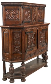 Large Carved Oak Court Cupboard