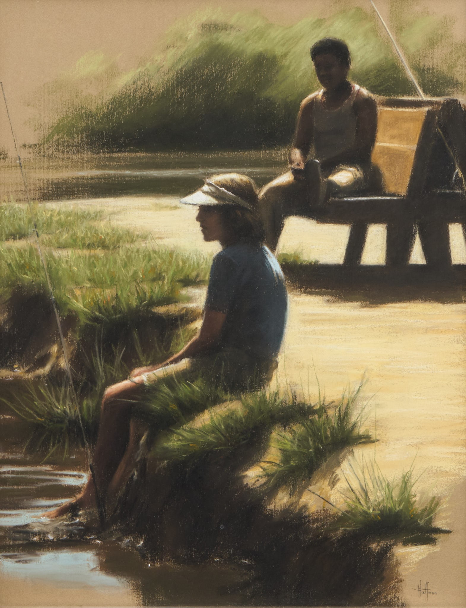 Helen Hoffman, "Beck Lake": Helen Bacon Hoffman (Florida / Texas, 1930-2017), "Beck Lake" (either in Illinois or Wyoming), pastel on paper sight: 25 x 29 in., frame: 30 x 24.5 in.