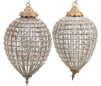 Pair of French Empire Teardrop Chandelier