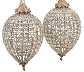 Pair of French Empire Teardrop Chandeliers