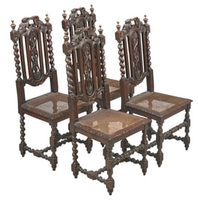 (4) Cane and Barley Twist Chairs