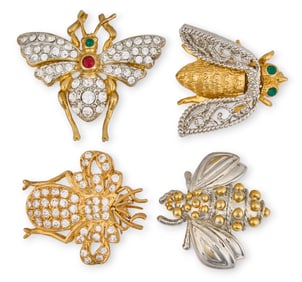 (4) Jeweled Insect Brooches
