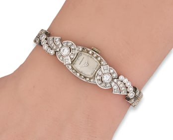 Art Deco Diamond 14k White Gold Hamilton Watch