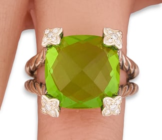 David Yurman Peridot Diamond Ring