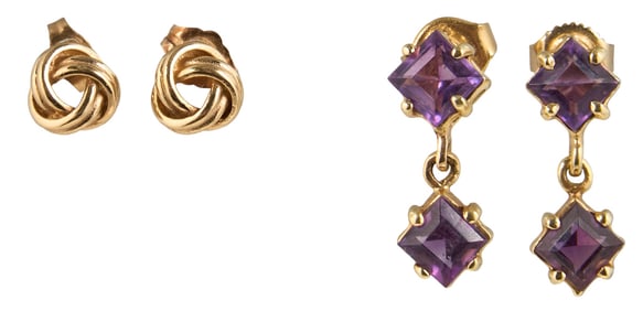 (2) Pairs of 14K Earrings