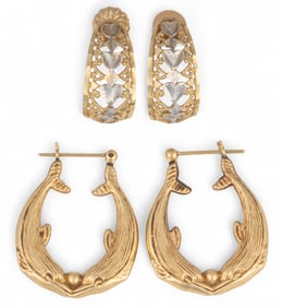 (2) Pairs of 14K Hoop Earrings