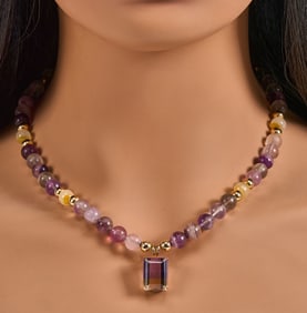 14K Beaded Amethyst Necklace