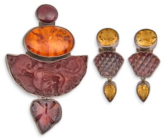 Sterling Silver Citrine Set