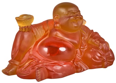 Daum Pate de Verre Happy Buddha Sculpture