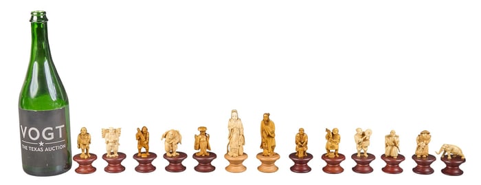 (13) Japanese Carved Bone Figures, with Stands