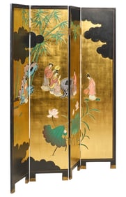 Asian Lacquered Folding Screen
