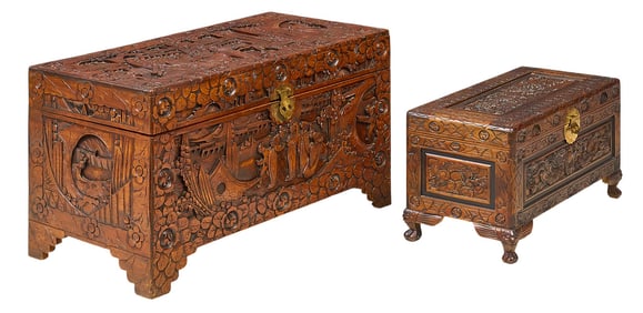 (2) Carved Asian Chests