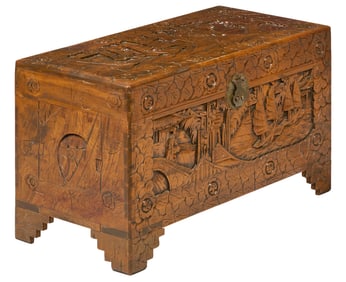 Carved Chinoiserie Trunk, Hong Kong