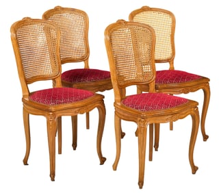 (4 French Provincial Cane Back Chairs