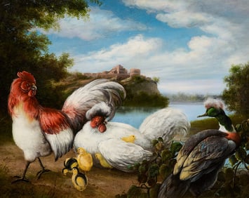 Ornamental Chickens Painting